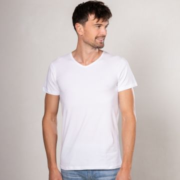 Alca Lite Regular Fit Heren T-Shirt V-Neck Extra Long White