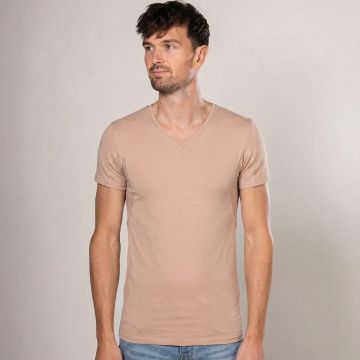 Alca Lite R-Fit 1-Pck Heren T-Shirt V-Neck E.Long Natural 