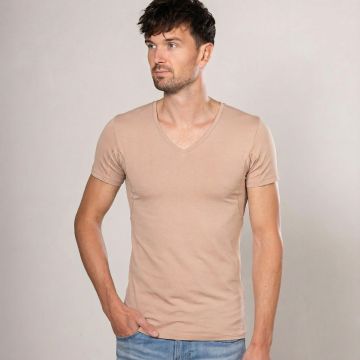 Alca Basic R-Fit 1-Pck Heren T-Shirt Deep-V E.Long Natural 