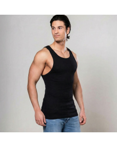 Alca Rib V-Shape 2-Pck Heren Singlet Black