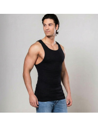 Alca Rib V-Shape 2-Pck Heren Singlet Black