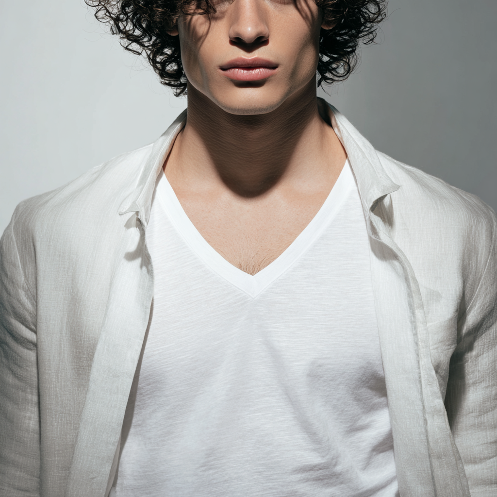 Wit T-shirt met diepe V-hals – RJ Bodywear