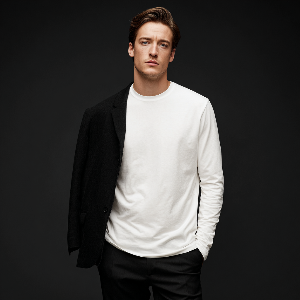 Wit T-shirt met lange mouwen – RJ Bodywear